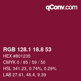 カラーコード: RGB 128.1 18.8 53 | qconv.com