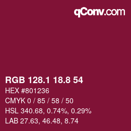 カラーコード: RGB 128.1 18.8 54 | qconv.com