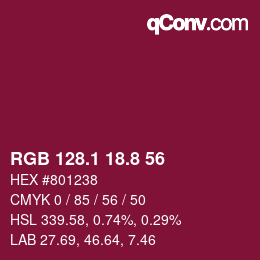 カラーコード: RGB 128.1 18.8 56 | qconv.com