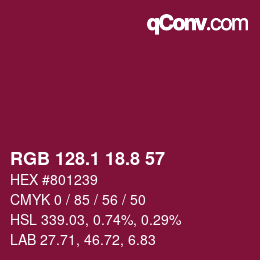 カラーコード: RGB 128.1 18.8 57 | qconv.com