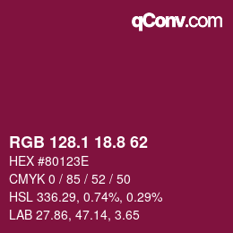 カラーコード: RGB 128.1 18.8 62 | qconv.com