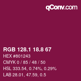カラーコード: RGB 128.1 18.8 67 | qconv.com