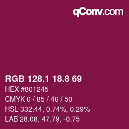 カラーコード: RGB 128.1 18.8 69 | qconv.com