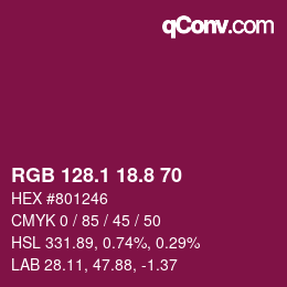 カラーコード: RGB 128.1 18.8 70 | qconv.com