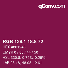 カラーコード: RGB 128.1 18.8 72 | qconv.com