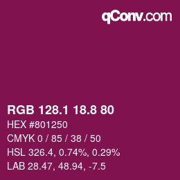カラーコード: RGB 128.1 18.8 80 | qconv.com
