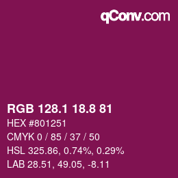 カラーコード: RGB 128.1 18.8 81 | qconv.com