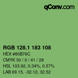 カラーコード: RGB 128.1 183 108 | qconv.com