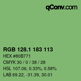 カラーコード: RGB 128.1 183 113 | qconv.com
