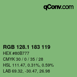 カラーコード: RGB 128.1 183 119 | qconv.com