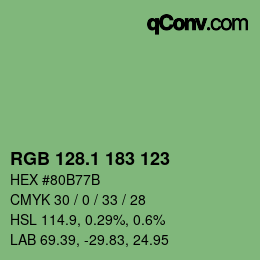 カラーコード: RGB 128.1 183 123 | qconv.com