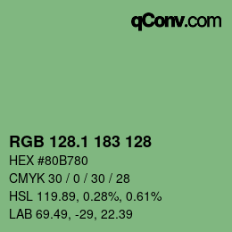カラーコード: RGB 128.1 183 128 | qconv.com
