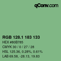 カラーコード: RGB 128.1 183 133 | qconv.com