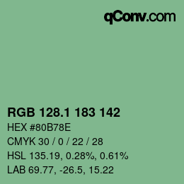 カラーコード: RGB 128.1 183 142 | qconv.com