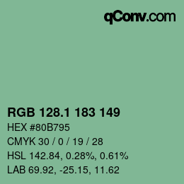 Color code: RGB 128.1 183 149 | qconv.com