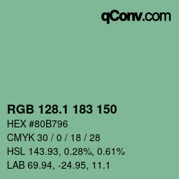 カラーコード: RGB 128.1 183 150 | qconv.com