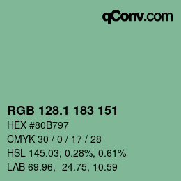 カラーコード: RGB 128.1 183 151 | qconv.com