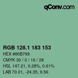 カラーコード: RGB 128.1 183 153 | qconv.com