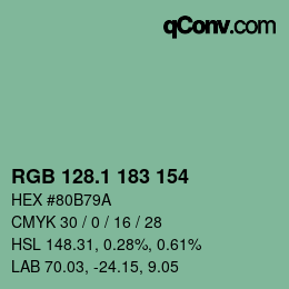 カラーコード: RGB 128.1 183 154 | qconv.com