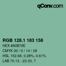 カラーコード: RGB 128.1 183 158 | qconv.com