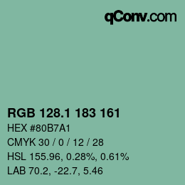 カラーコード: RGB 128.1 183 161 | qconv.com