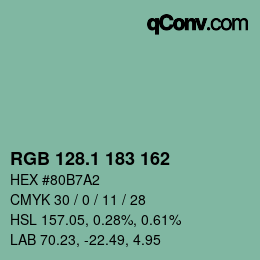 カラーコード: RGB 128.1 183 162 | qconv.com