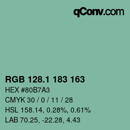 Color code: RGB 128.1 183 163 | qconv.com