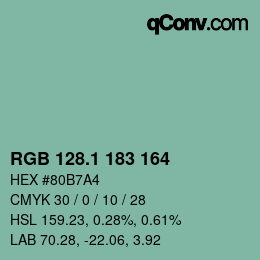 Color code: RGB 128.1 183 164 | qconv.com