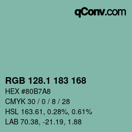 Color code: RGB 128.1 183 168 | qconv.com