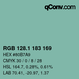Color code: RGB 128.1 183 169 | qconv.com