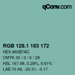 Color code: RGB 128.1 183 172 | qconv.com