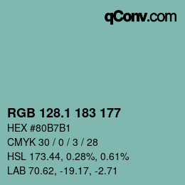 Color code: RGB 128.1 183 177 | qconv.com