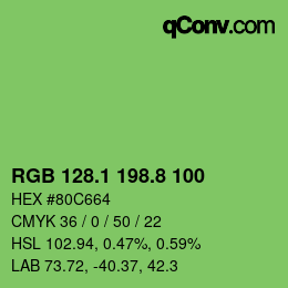 カラーコード: RGB 128.1 198.8 100 | qconv.com