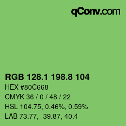 カラーコード: RGB 128.1 198.8 104 | qconv.com