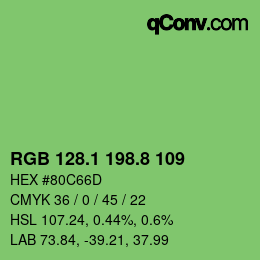 カラーコード: RGB 128.1 198.8 109 | qconv.com