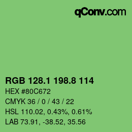 カラーコード: RGB 128.1 198.8 114 | qconv.com