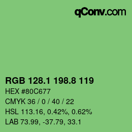 カラーコード: RGB 128.1 198.8 119 | qconv.com