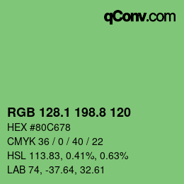 カラーコード: RGB 128.1 198.8 120 | qconv.com