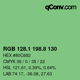 カラーコード: RGB 128.1 198.8 130 | qconv.com