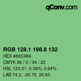 カラーコード: RGB 128.1 198.8 132 | qconv.com