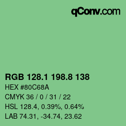 カラーコード: RGB 128.1 198.8 138 | qconv.com
