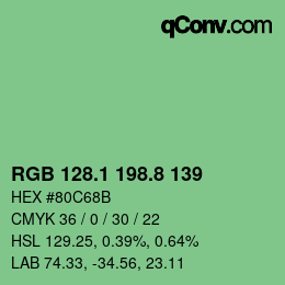カラーコード: RGB 128.1 198.8 139 | qconv.com