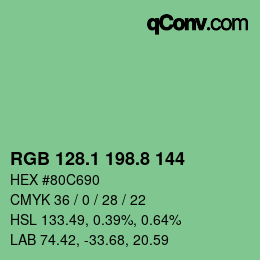 カラーコード: RGB 128.1 198.8 144 | qconv.com