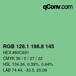 カラーコード: RGB 128.1 198.8 145 | qconv.com
