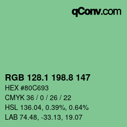 カラーコード: RGB 128.1 198.8 147 | qconv.com