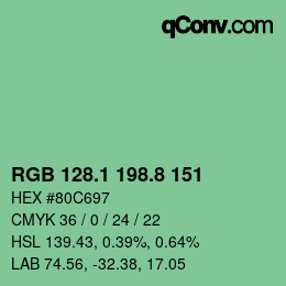 カラーコード: RGB 128.1 198.8 151 | qconv.com
