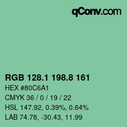 カラーコード: RGB 128.1 198.8 161 | qconv.com