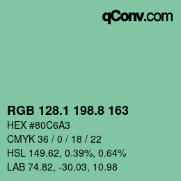 Código de color: RGB 128.1 198.8 163 | qconv.com
