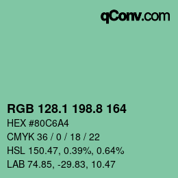 カラーコード: RGB 128.1 198.8 164 | qconv.com
