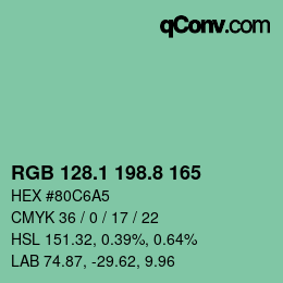 カラーコード: RGB 128.1 198.8 165 | qconv.com